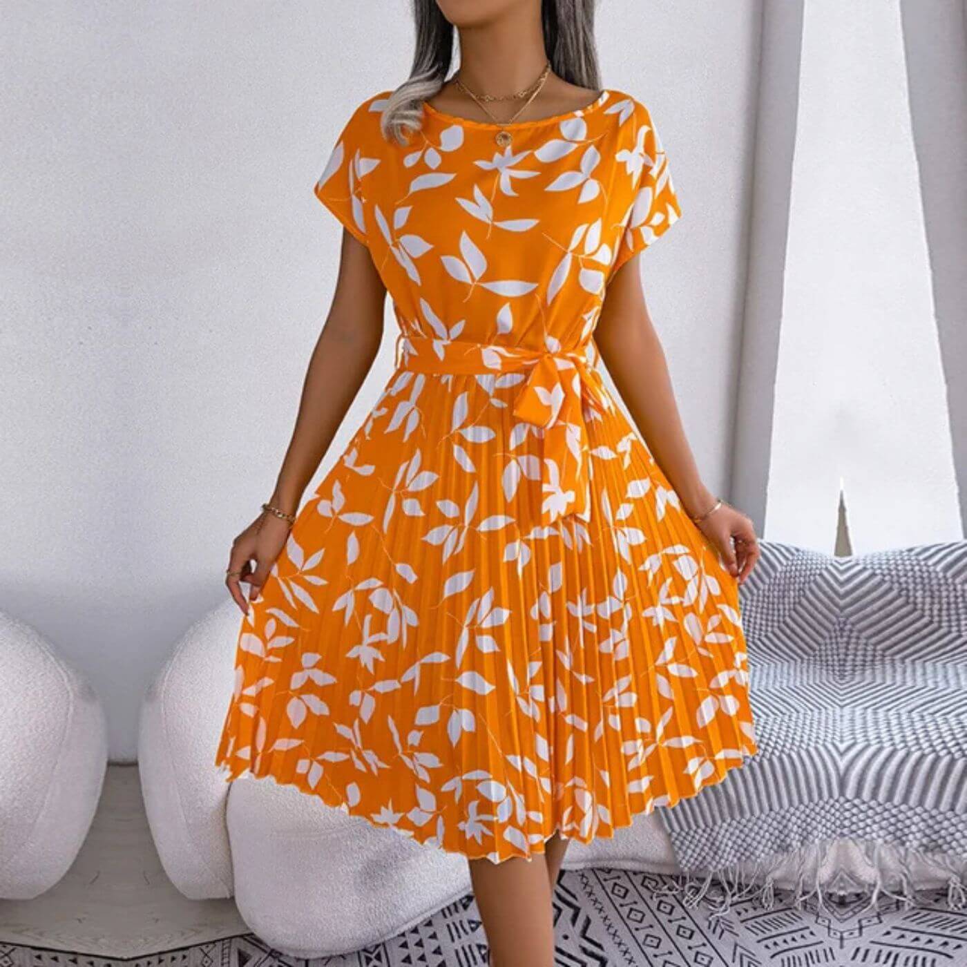 Sanne | Women's Floral Midi Sundress with Tie Waist
