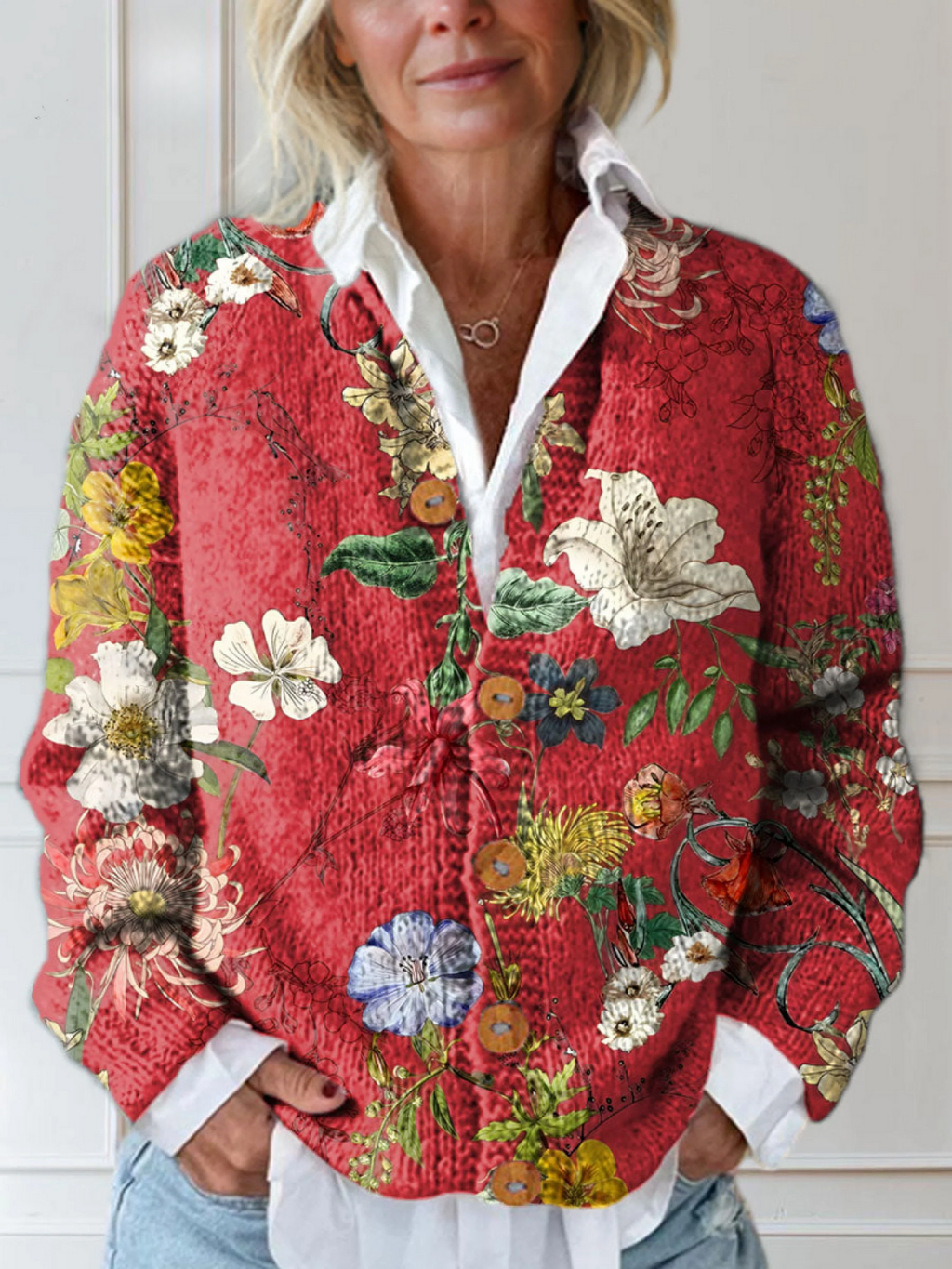 Juniper | Women's Floral Cardigan with Button Front