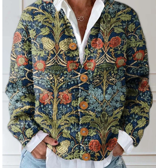 Juniper | Women's Floral Cardigan with Button Front