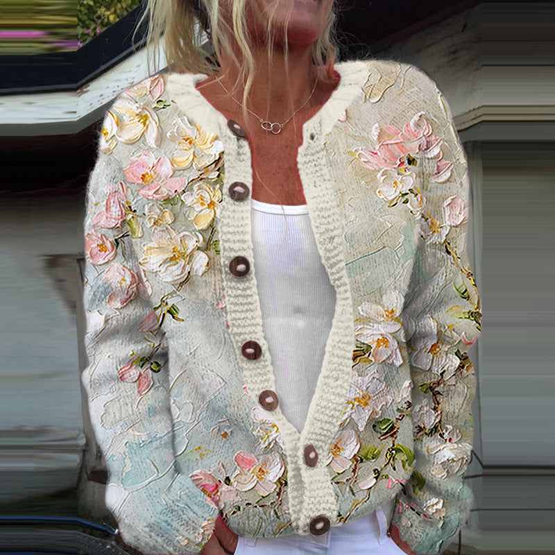 Juniper | Women's Floral Cardigan with Button Front