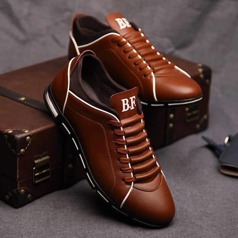 Keegan - Men's Faux Leather Lace Sneakers