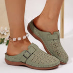Kiera | Women's Perforated Clogs with Buckle Detail