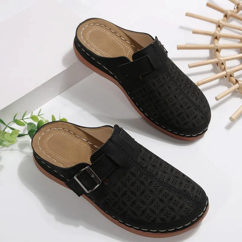 Kiera | Women's Perforated Clogs with Buckle Detail