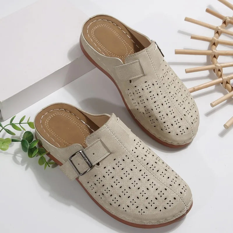 Kiera | Women's Perforated Clogs with Buckle Detail