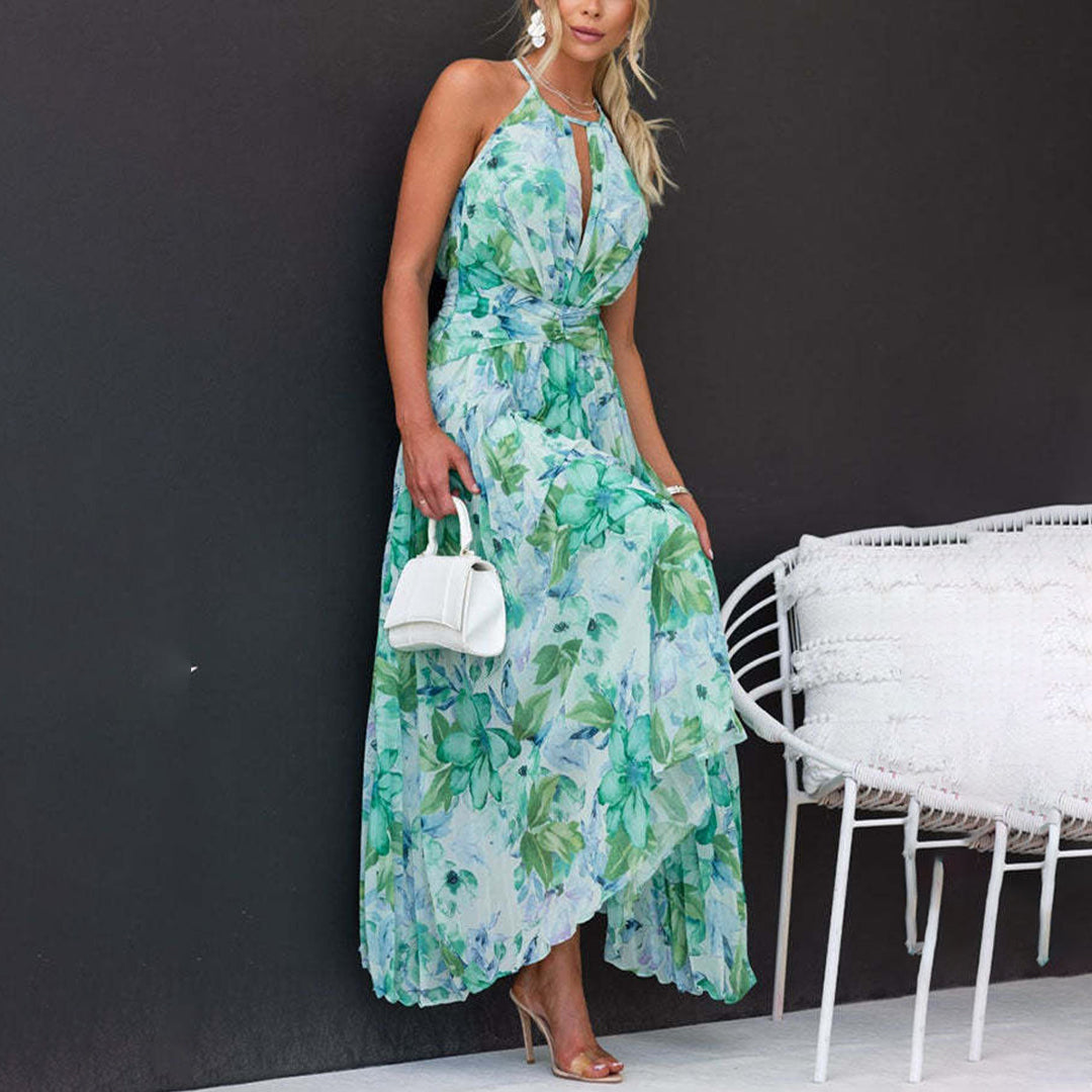 Alina | Women's Floral Pleated Maxi Dress