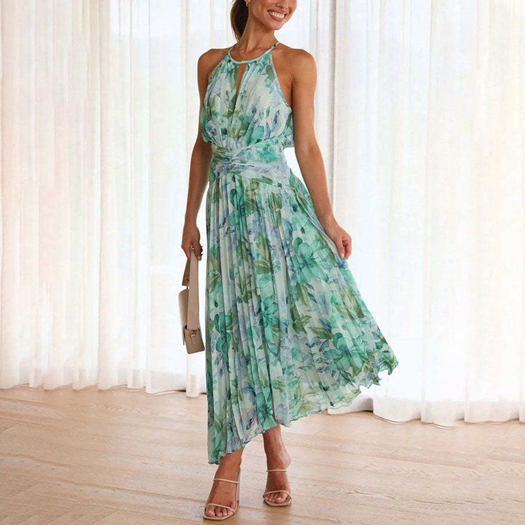 Alina | Women's Floral Pleated Maxi Dress