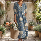 Kynova - Relaxed Botanical Print Midi Dress