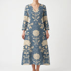 Kynova - Relaxed Botanical Print Midi Dress