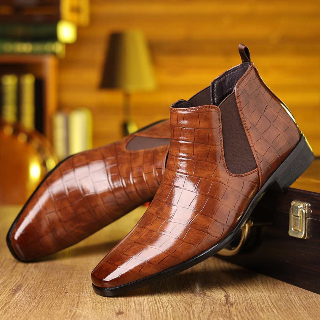 Lachlan - Men's Croc-Texture Chelsea Boots