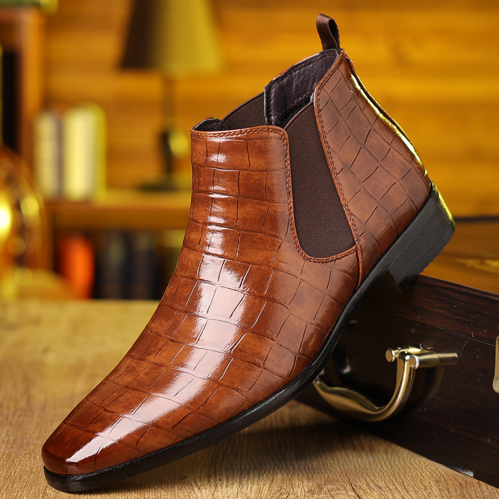 Lachlan - Men's Croc-Texture Chelsea Boots