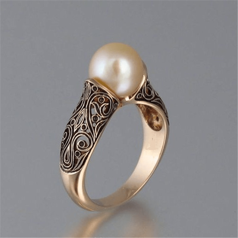 Leila - Women's Vintage-Inspired Faux Pearl Ring