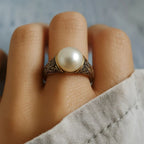 Leila - Women's Vintage-Inspired Faux Pearl Ring