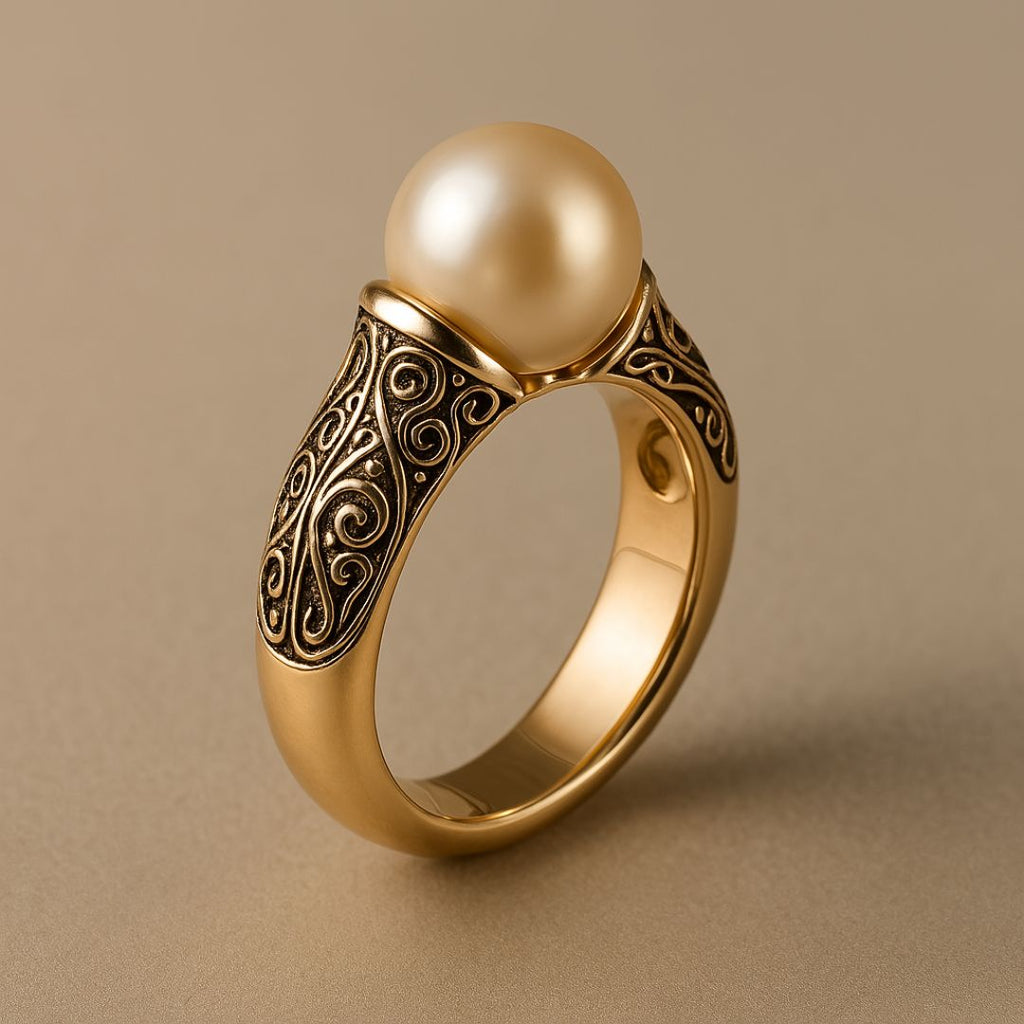 Leila - Women's Vintage-Inspired Faux Pearl Ring