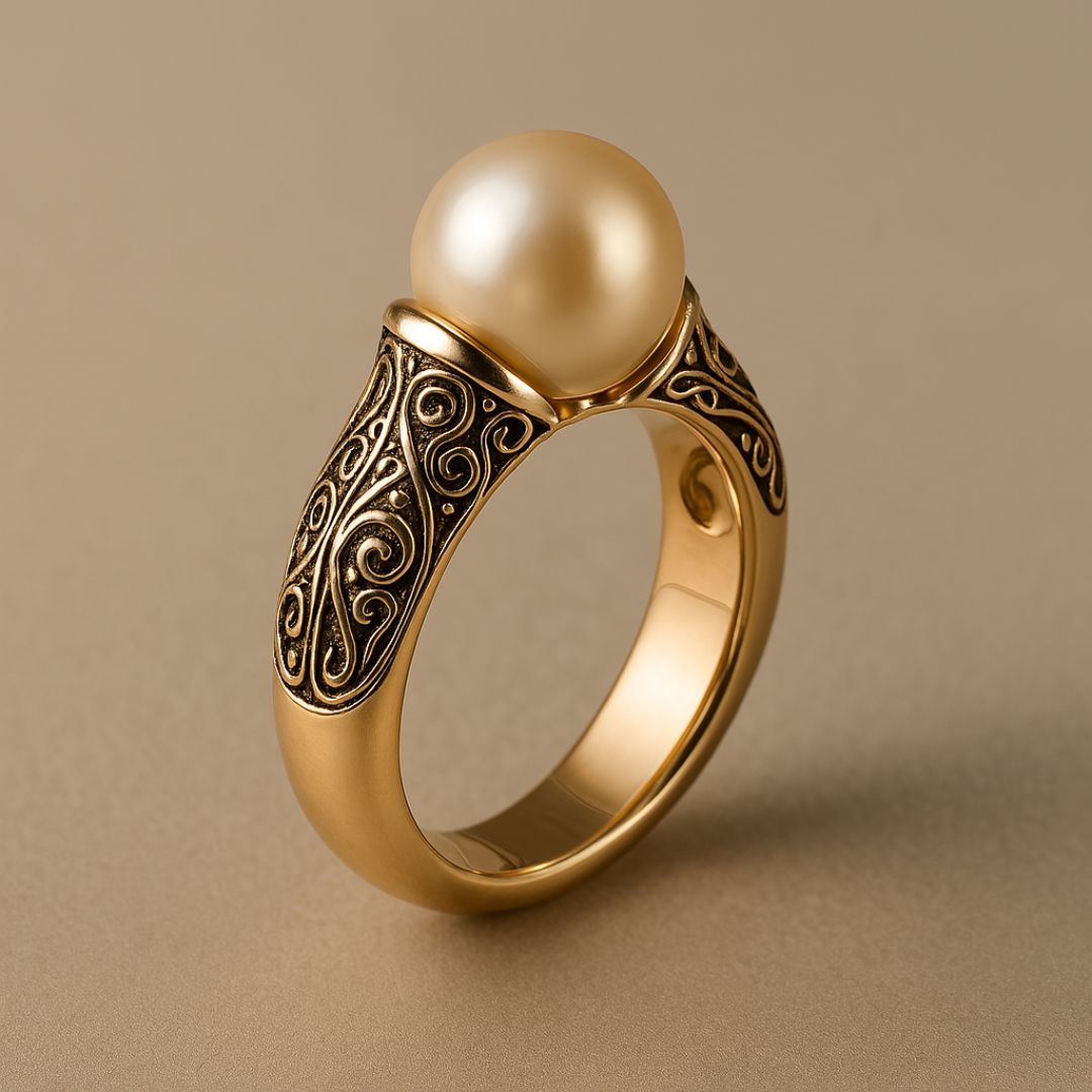 Leila - Women's Vintage-Inspired Faux Pearl Ring