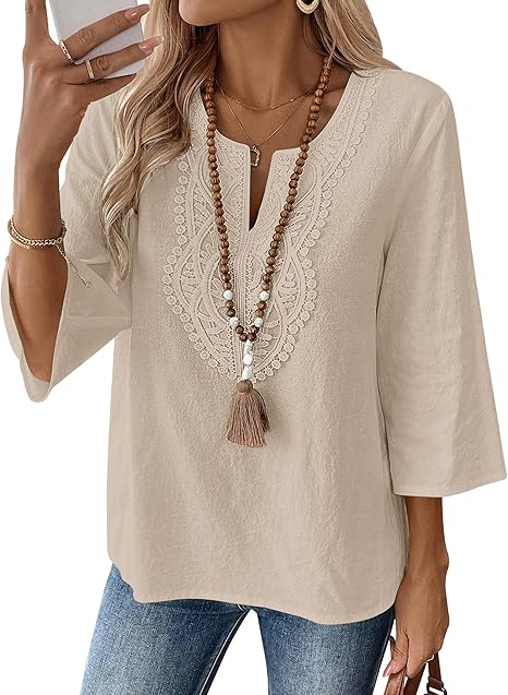 Lennox | Women's Stylish Embroidered Blouse with 3/4 Sleeves