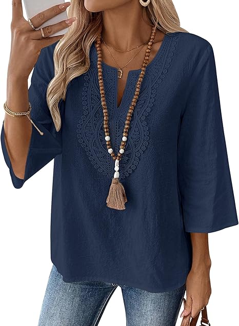 Lennox | Women's Stylish Embroidered Blouse with 3/4 Sleeves