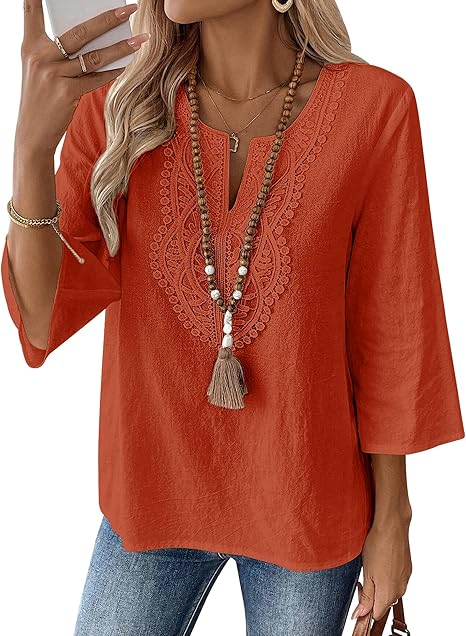 Lennox | Women's Stylish Embroidered Blouse with 3/4 Sleeves