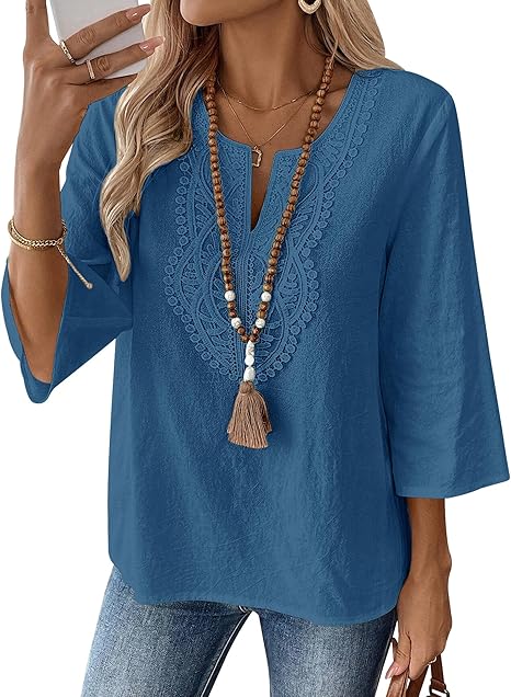 Lennox | Women's Stylish Embroidered Blouse with 3/4 Sleeves