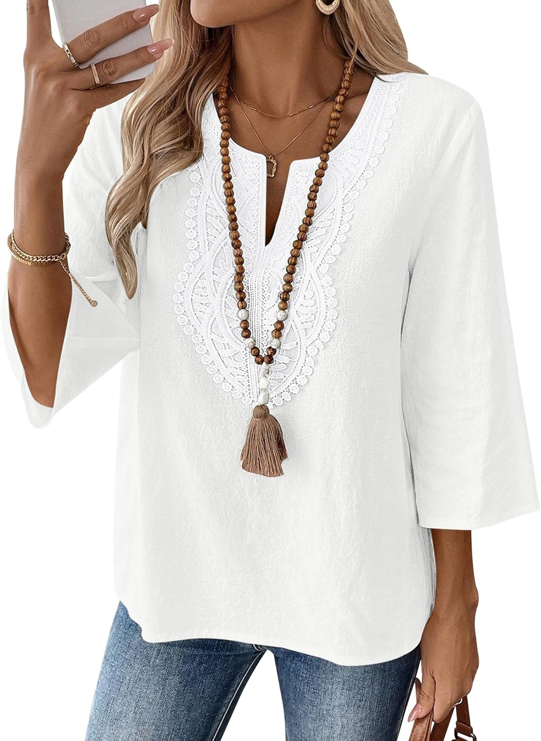 Lennox | Women's Stylish Embroidered Blouse with 3/4 Sleeves
