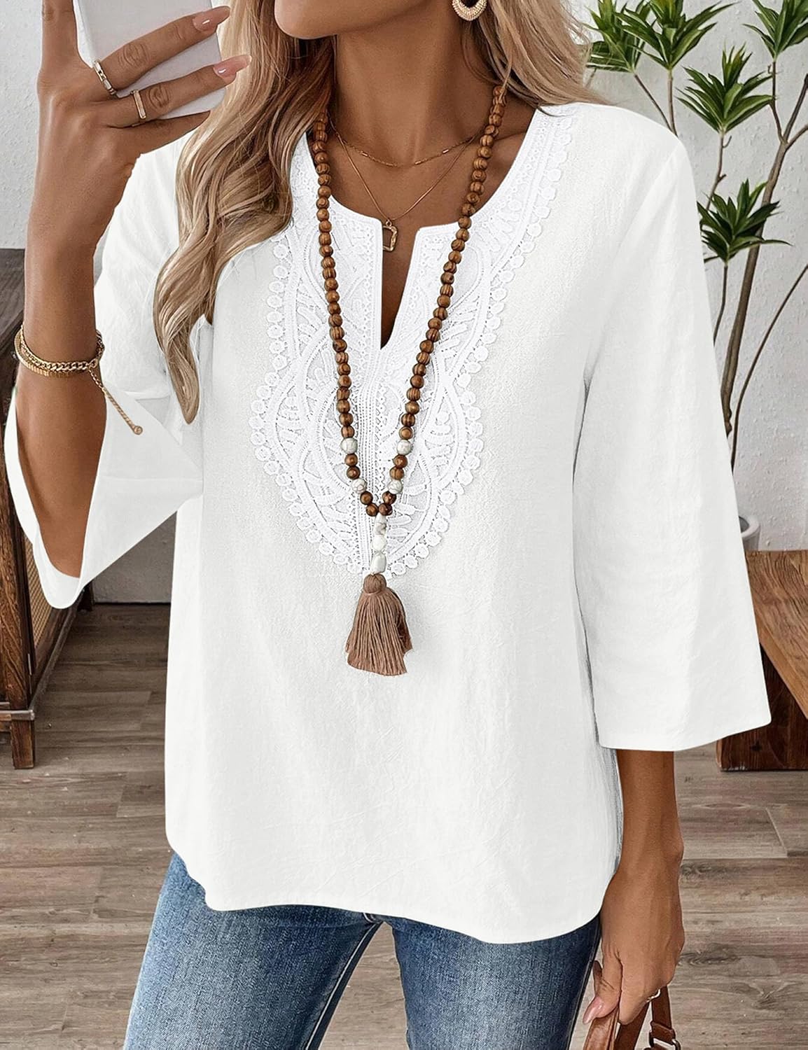 Lennox | Women's Stylish Embroidered Blouse with 3/4 Sleeves