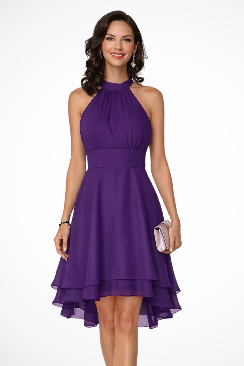 Leora | Women's Elegant Ruffled Halter Mini Dress