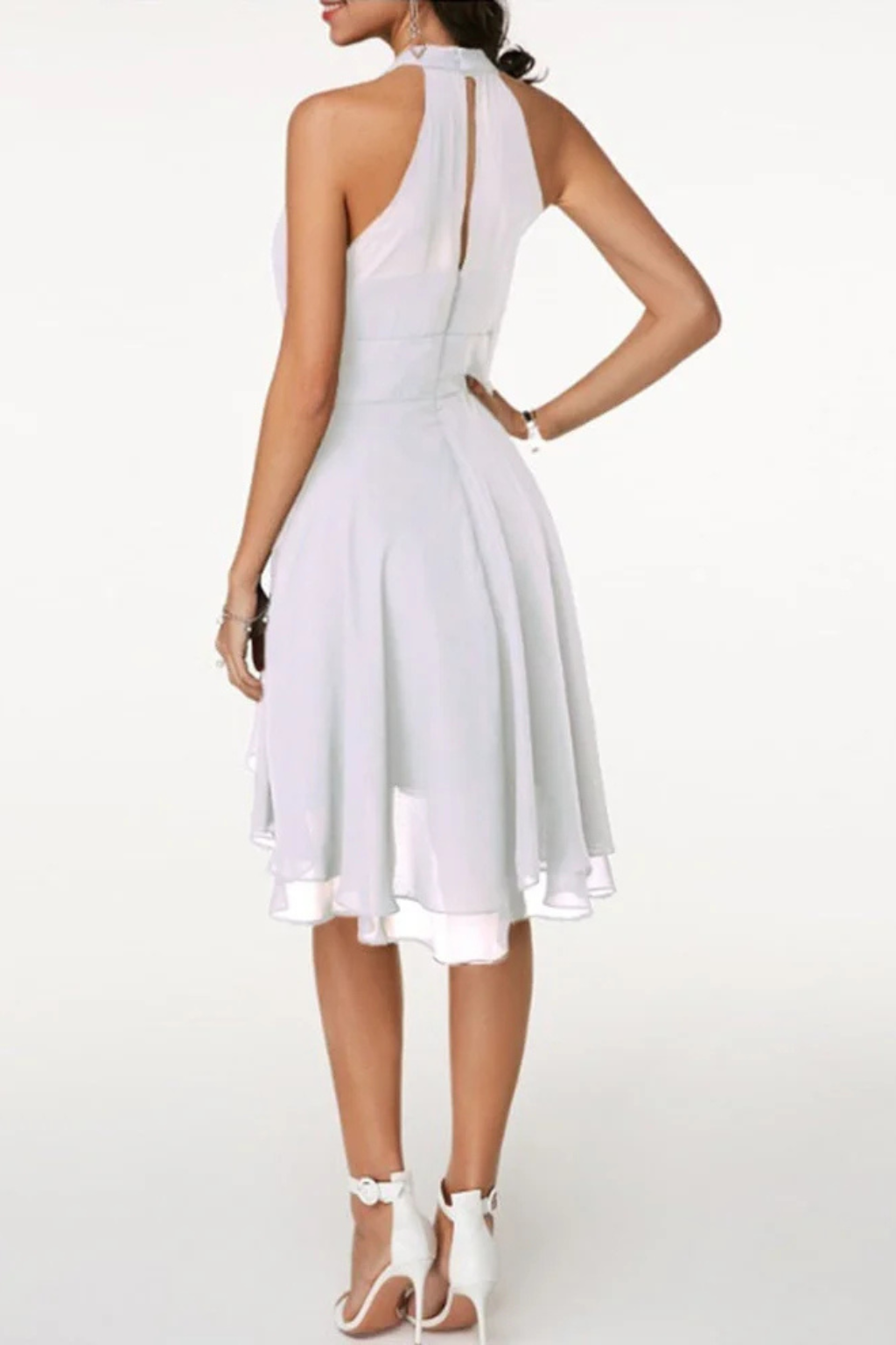 Leora | Women's Elegant Ruffled Halter Mini Dress