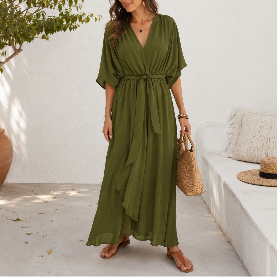 Lila | Women's Elegant Maxi Dress with Tie Waist