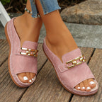 Liora | Women's Stylish Open Toe Clogs with Chain Detail