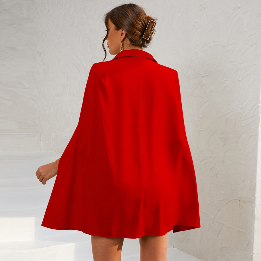 Livia | Women's Elegant Double-Breasted Cape Mini Dress