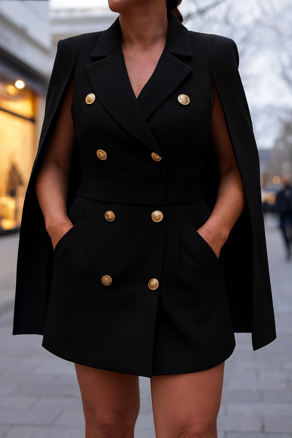 Livia | Women's Elegant Double-Breasted Cape Mini Dress