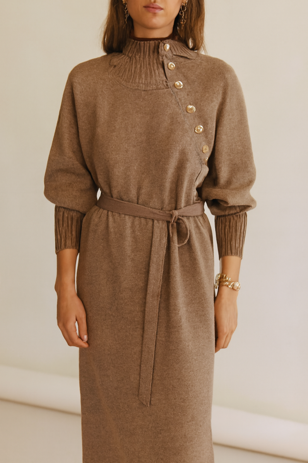 Lorelei | Women's Long Sleeve Sweater Dress with Button Detail