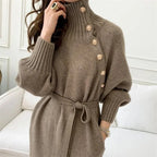 Lorelei | Women's Long Sleeve Sweater Dress with Button Detail
