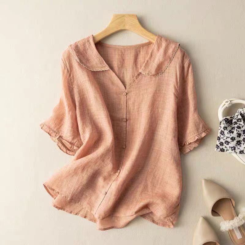 Lydia | Women's Casual Linen Blouse with Ruffled Sleeves