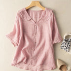 Lydia | Women's Casual Linen Blouse with Ruffled Sleeves
