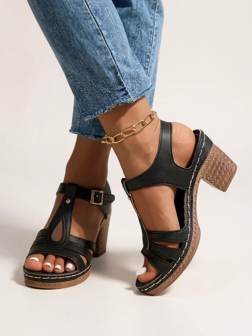 Mabel | Women's Classic Heeled Sandals with Buckle Strap