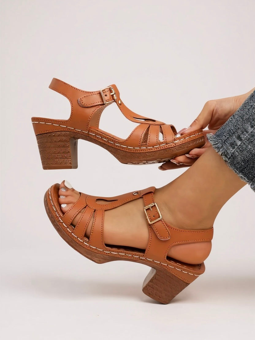 Mabel | Women's Classic Heeled Sandals with Buckle Strap