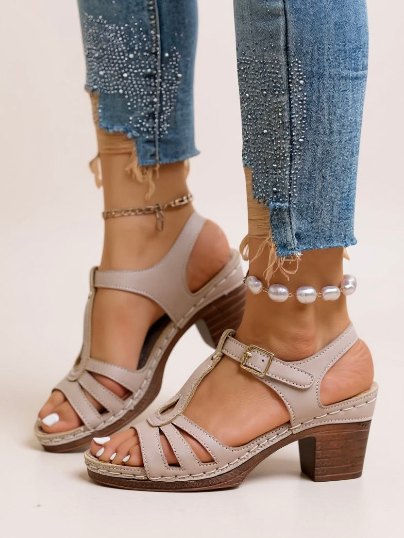 Mabel | Women's Classic Heeled Sandals with Buckle Strap