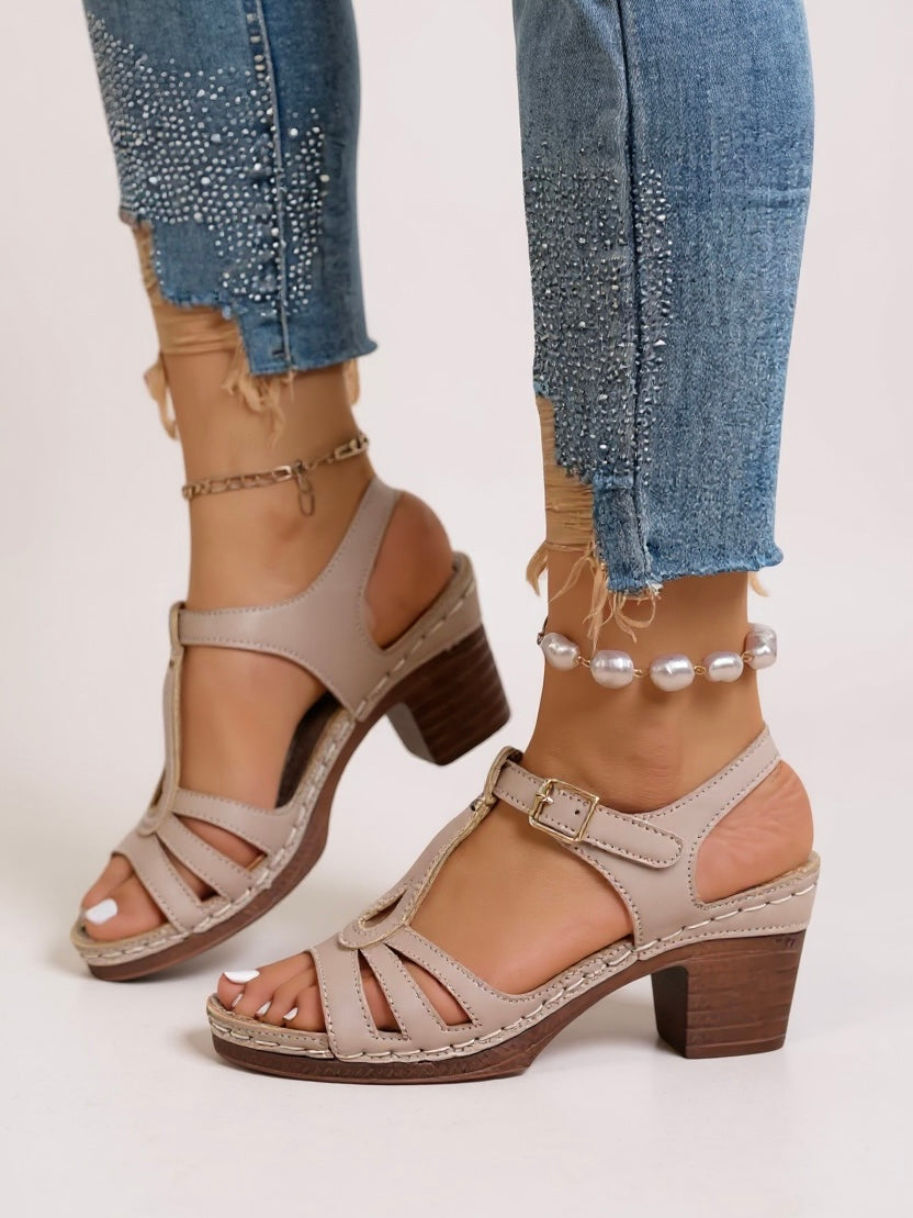 Mabel | Women's Classic Heeled Sandals with Buckle Strap