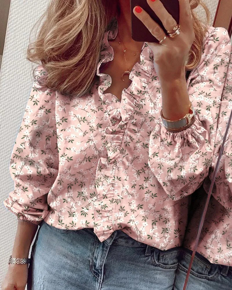 Mabel | Women's Ruffle Neck Tunic Blouse