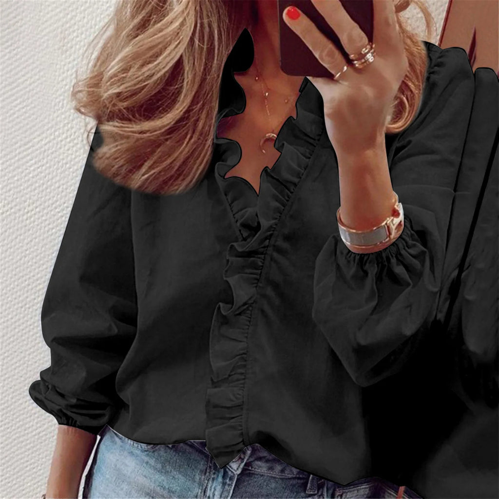 Mabel | Women's Ruffle Neck Tunic Blouse