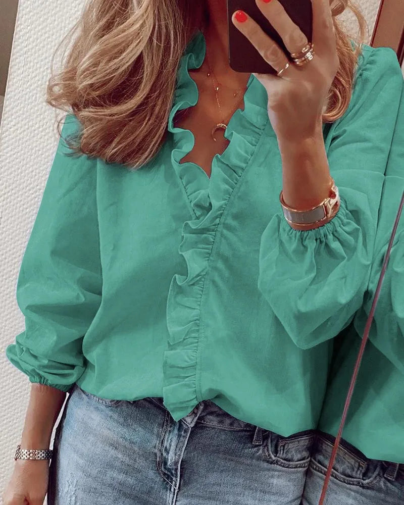 Mabel | Women's Ruffle Neck Tunic Blouse