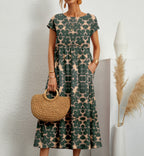 Amara | Women's Floral Maxi Dress with Short Sleeves