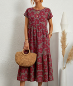 Amara | Women's Floral Maxi Dress with Short Sleeves