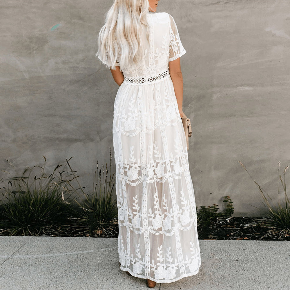 Maeve | Women's Elegant Lace Maxi Wedding Guest Dress