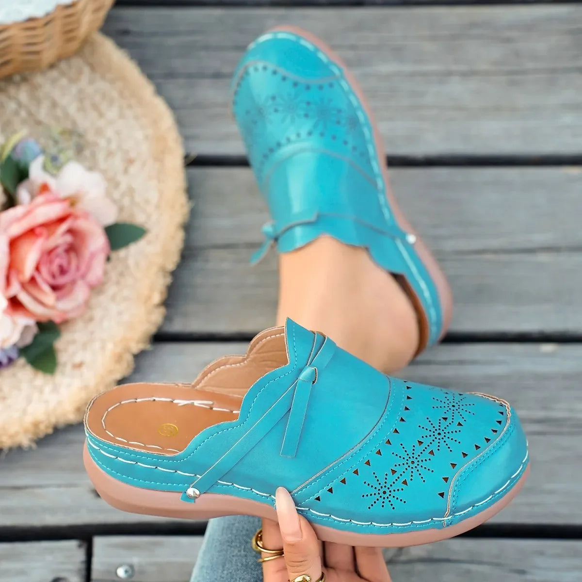 Nia | Women's Stylish Clogs with Perforated Detail