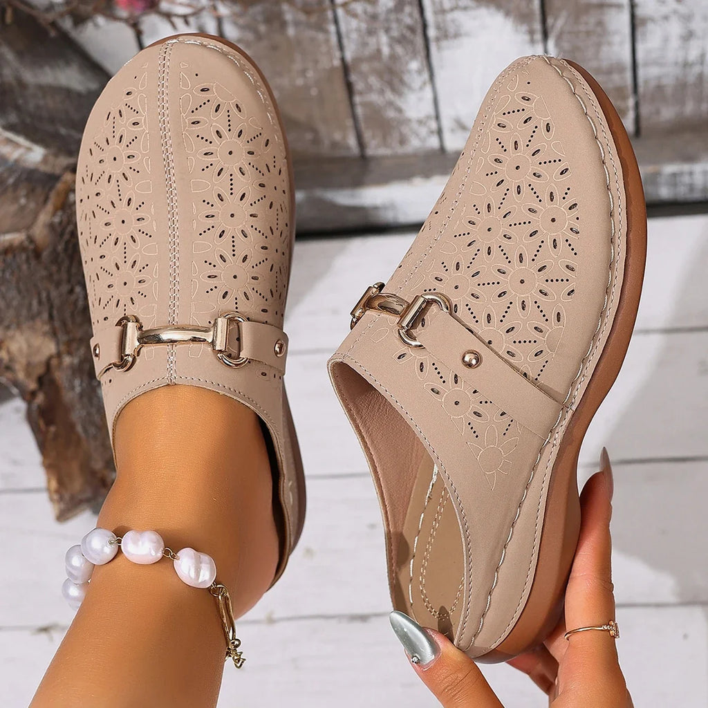 Nola | Women's Clogs with Floral Cutout Design