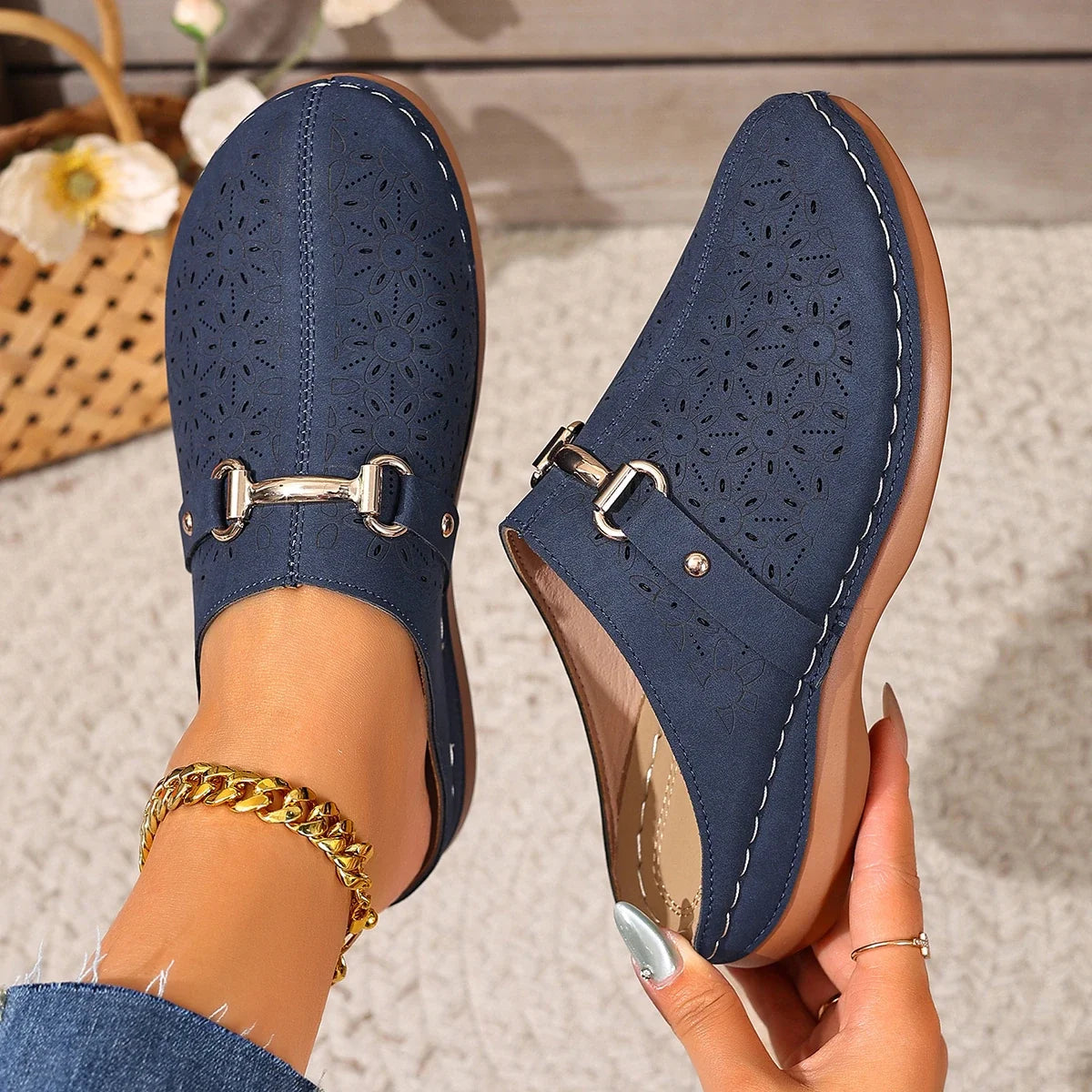 Nola | Women's Clogs with Floral Cutout Design