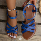 Nova | Women's Strappy Flat Sandals with Ankle Strap