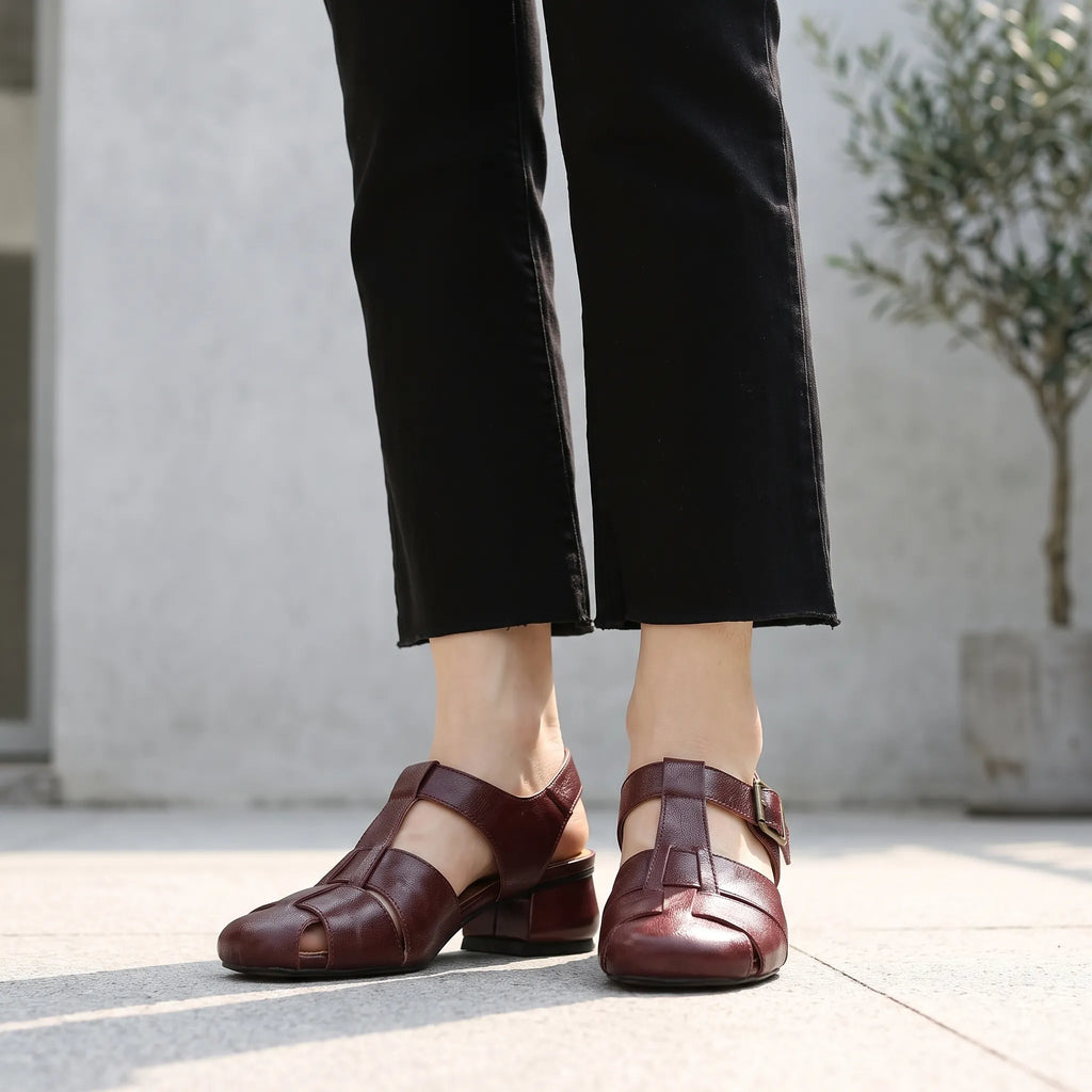 Novaly - Vintage-Inspired Woven Block Heel Sandals