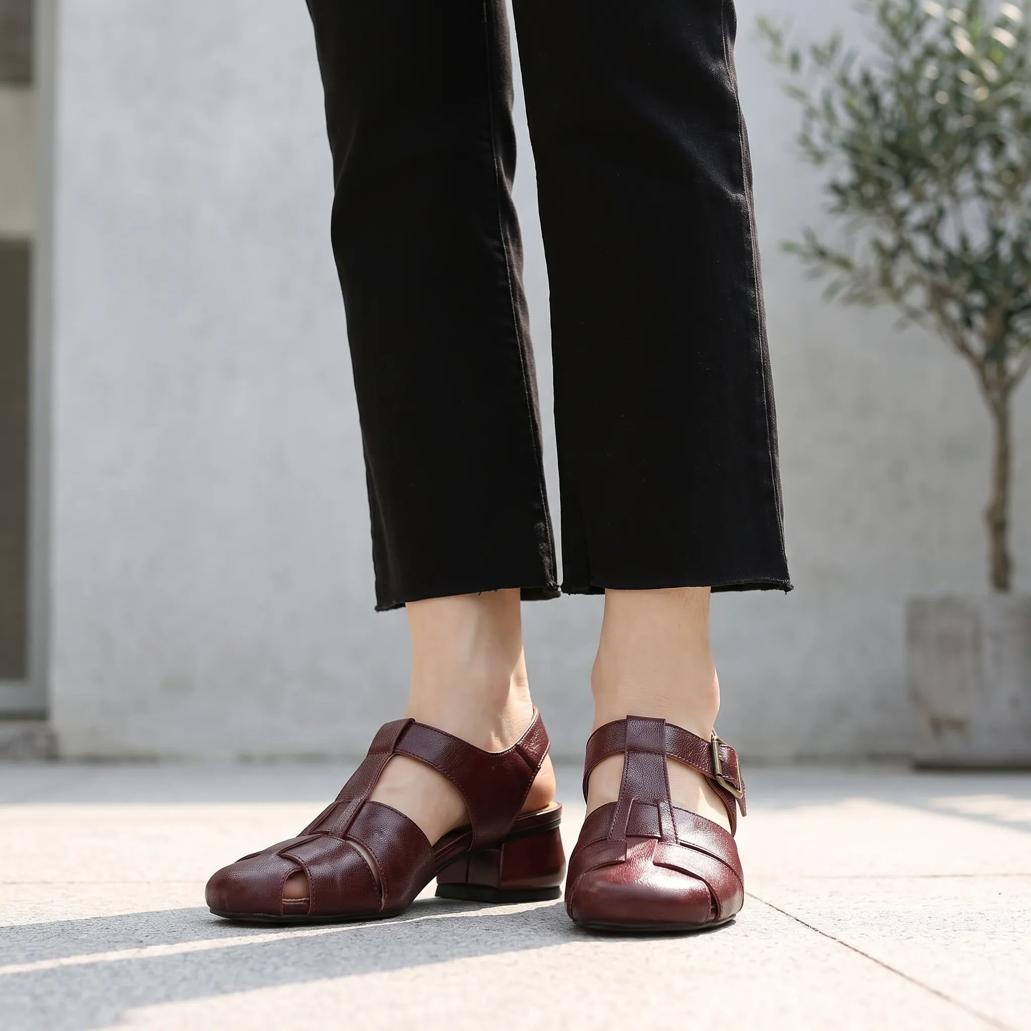 Novaly - Vintage-Inspired Woven Block Heel Sandals